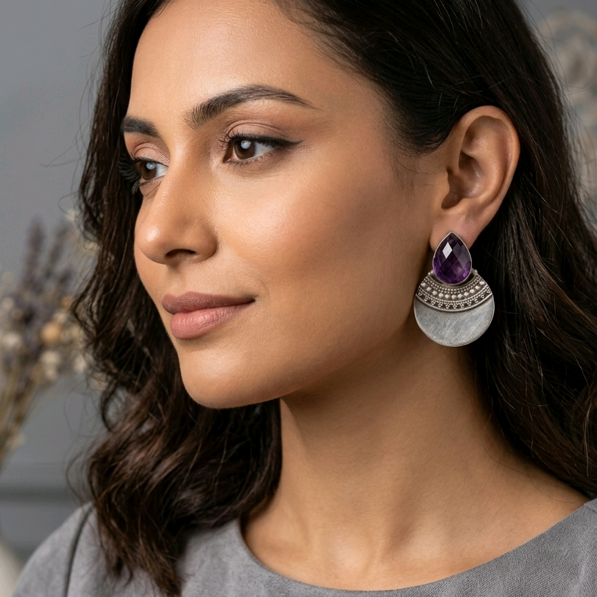 Sterling Silver Amethyst Earrings 
